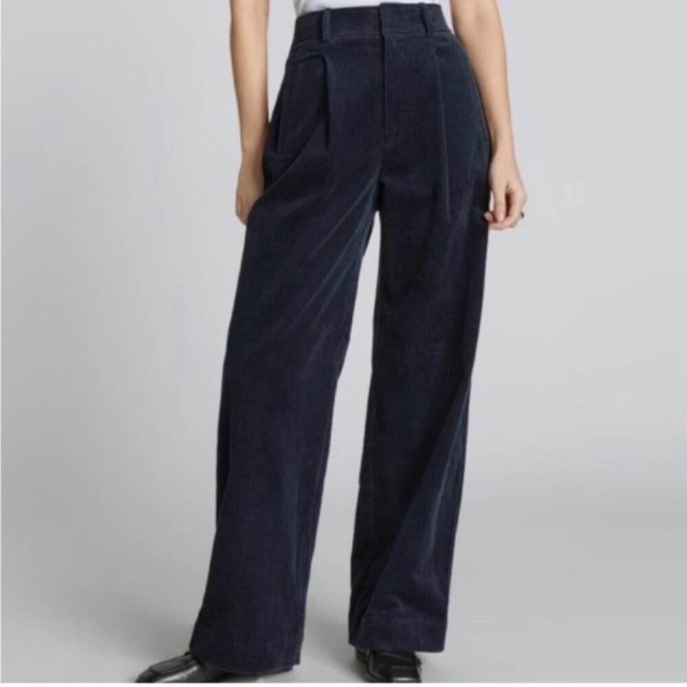 everlane corduroy way-high drape pant - deep navy